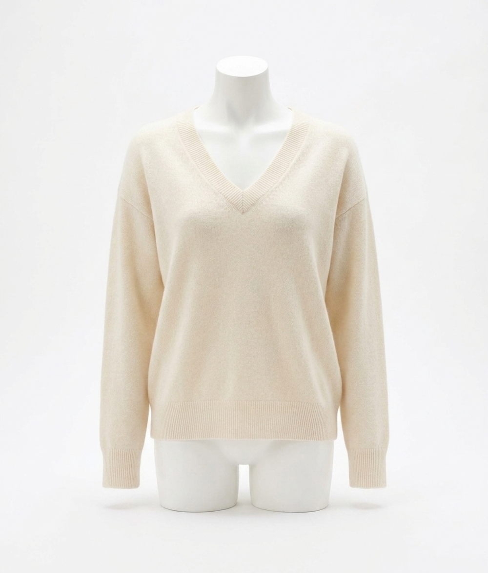 NEW WHITE + WARREN cashmere v neck sweater in soft white